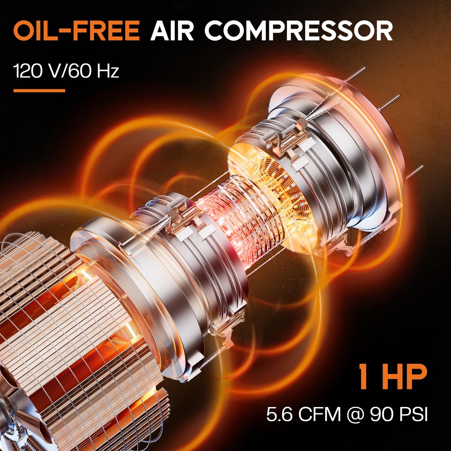 Albott 8 Gallon Air Compressor with Automatic Drain Valve, 1.0 HP Oil-Free Air Compressor Tank with Wheels, 70 dB Noise Level, Fit for Auto Repair, Tire Inflation, Spray Painting