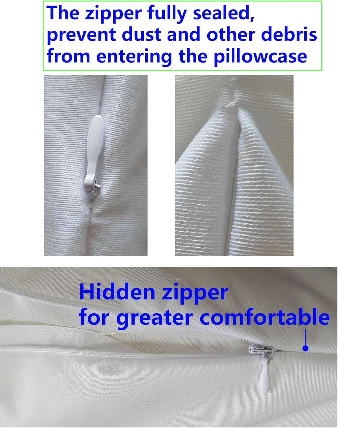 Skiennix Waterproof Pillow Protectors - Queen Size 20x28 Inches | 4-Pack Zippered Dust & Moisture Proof Covers