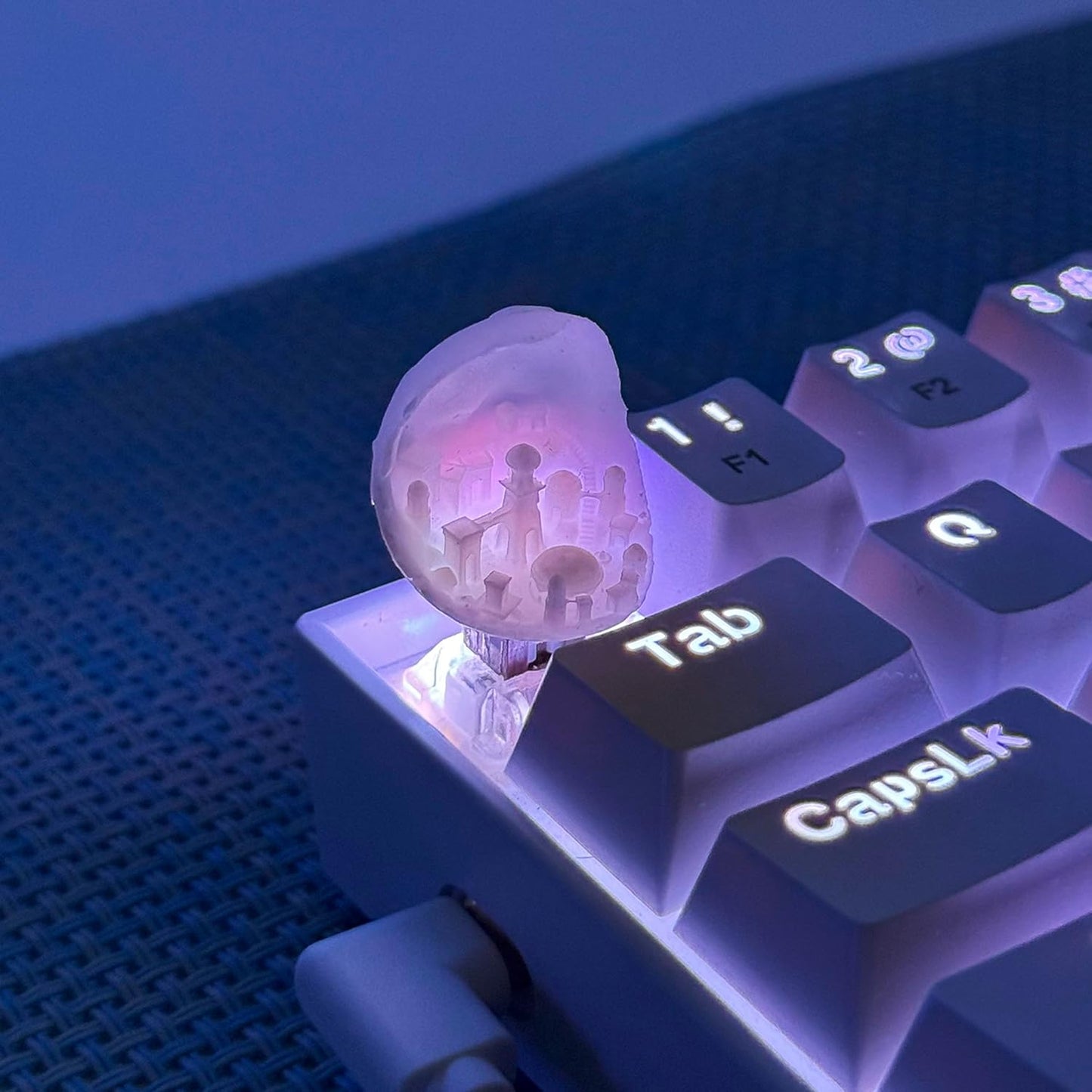 TRENDY WHIMSY Custom Mechanical Keyboard Keycaps Moon City Design PBT Dye-Sub, Cherry MX Compatible, Unique Limited