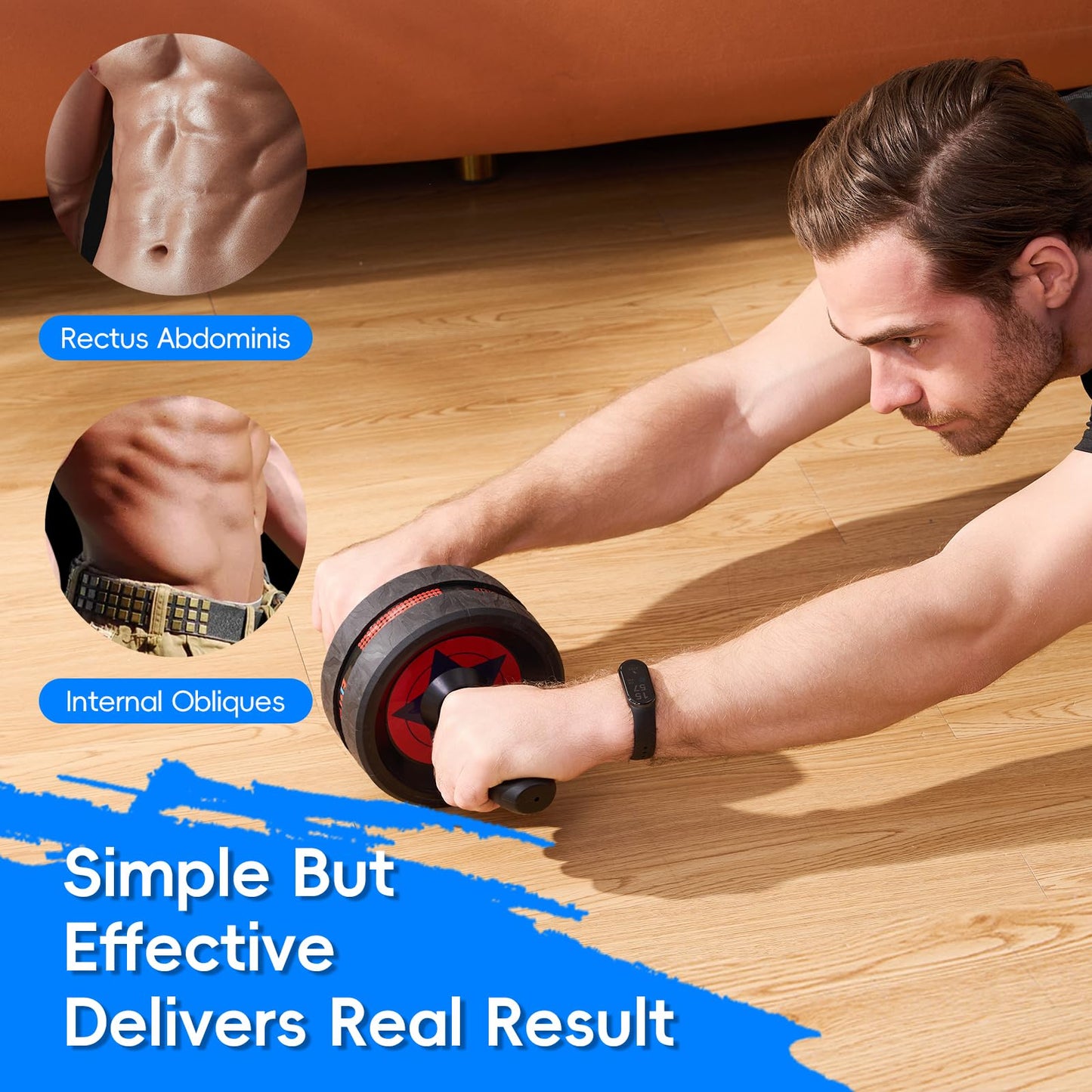 EnterSports Ab Roller Wheel for Abs Workout - Abdominal Exercise Equipment with 2 Knee Pads for Home Gym, Core Strength Training, Fitness Equipment for Men & Women (Blue)