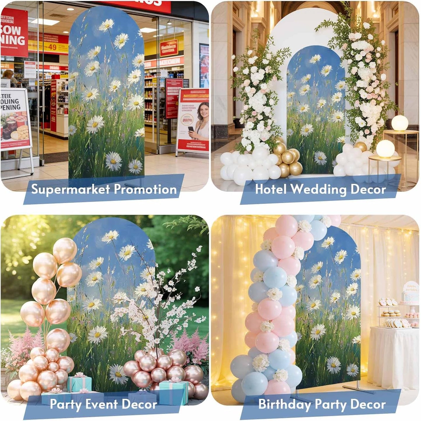 Jnbasdffb 6.6 Spring Floral Wedding Arch Cover,Stretchy Spandex Arch Backdrop Stand Covers FT,Pastoral Flowers Oil