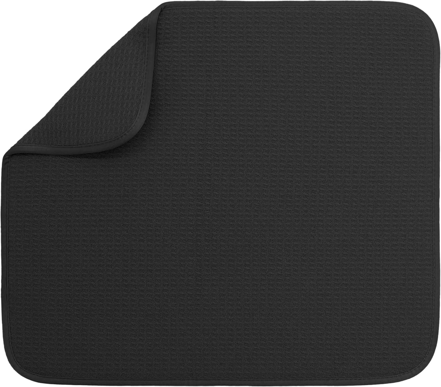 S&T INC. Dish Drying Mat - Absorbent Microfiber Kitchen Counter Pad, 16” x 18”, Large Black