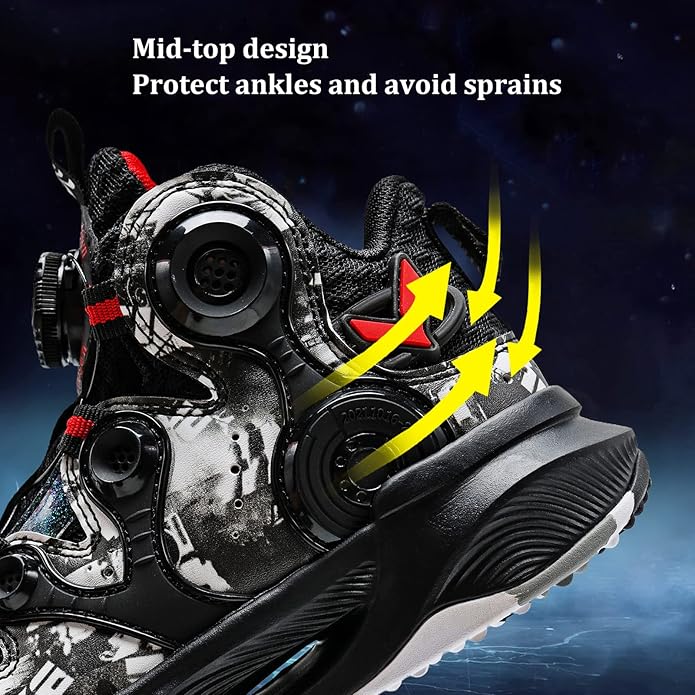 VITUOFLY Kids Basketball Shoes Boys Air Cushion Sneakers Girls Mid Top School Hoops Shoes Non-Slip Outdoor Sports Running Gym Comfortable Durable Little Kid/Big Kid