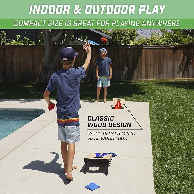 GoSports 2 ft x1 ft Portable Size Cornhole - Choose Classic or Wood Designs - Game Set with 6 Bean Bags - Great for Indoor & Outdoor Play