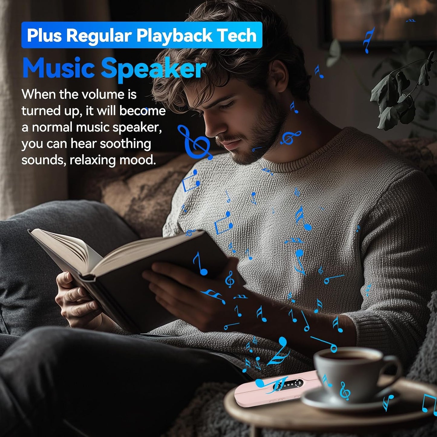 10 400mAh Under Pillow Speaker Bluetooth for Sleeping - Bone Conduction Pillow Speaker with Built-in White Noise