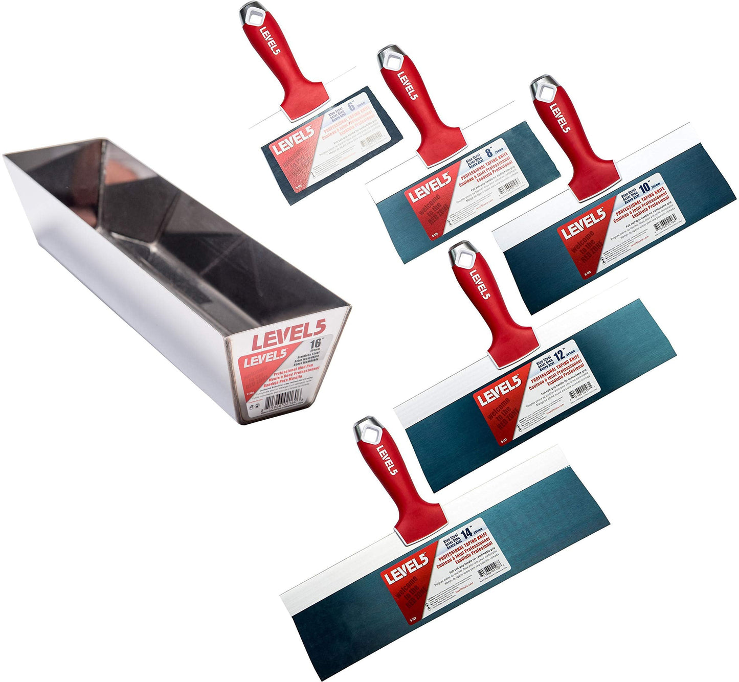 Taping Knife Set, Blue Steel - LEVEL5 | Pro-Grade | Sheetrock Gyprock Drywall Plasterboard | 5-605