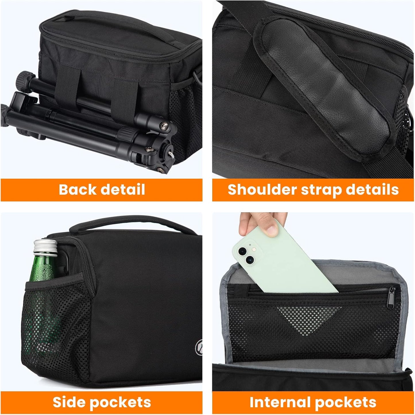 4L TARION Compact Camera Messenger Bag - Small DSLR Crossbody Sling Case with Tripod Straps Waterproof Raincover