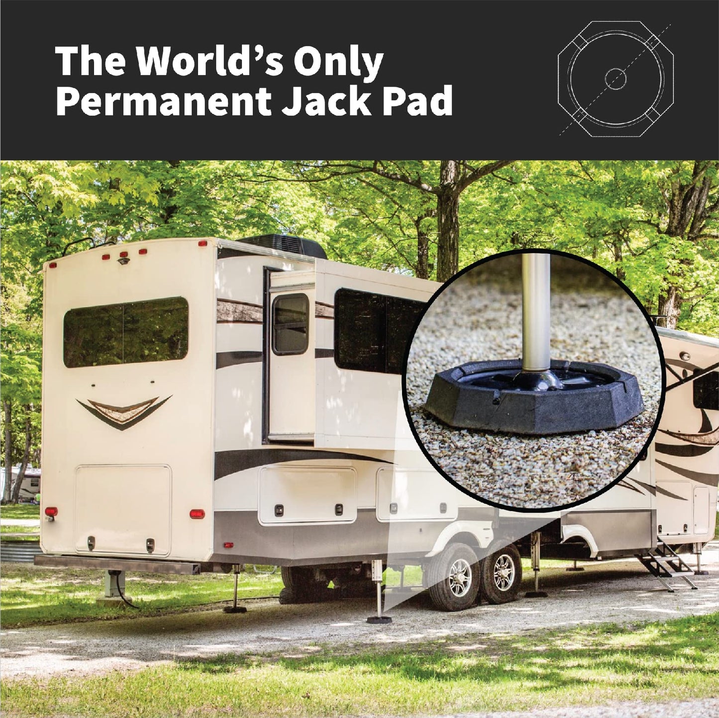 SnapPad Xtra RV Leveling Pads - Permanent Jack Stabilizers for RVs - 9" Round Leveling Jack Pads for LCI Leveling System - Heavy Duty Replacement for Blocks - Made in The USA (6-Pack)