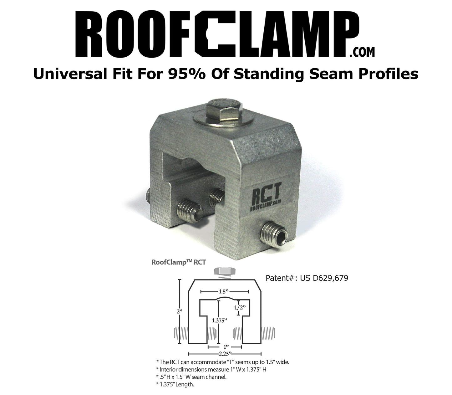 Roof Clamp for Standing Seam Metal Roof (10 Piece) Fits Most Seam Profiles Including Wide Profile T and Bulb Seams