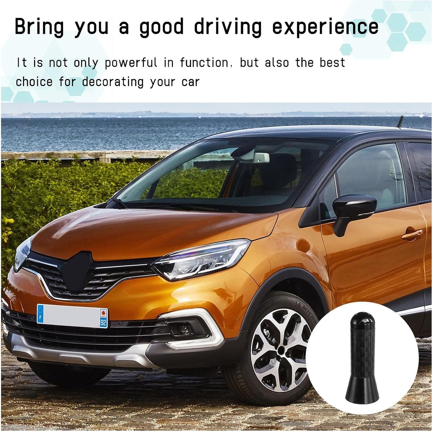 Sylvil 1.37" Car Short Antenna, Aluminum Radio Antennas Replacement, Carbon Fiber Antenna Kit with Screws, AM/FM Roof