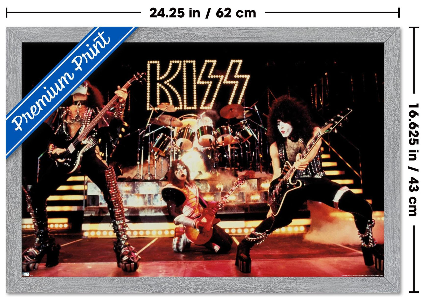 Kiss - Live Show Wall Poster, 22.4L" x 14.7W", Gray Framed Version