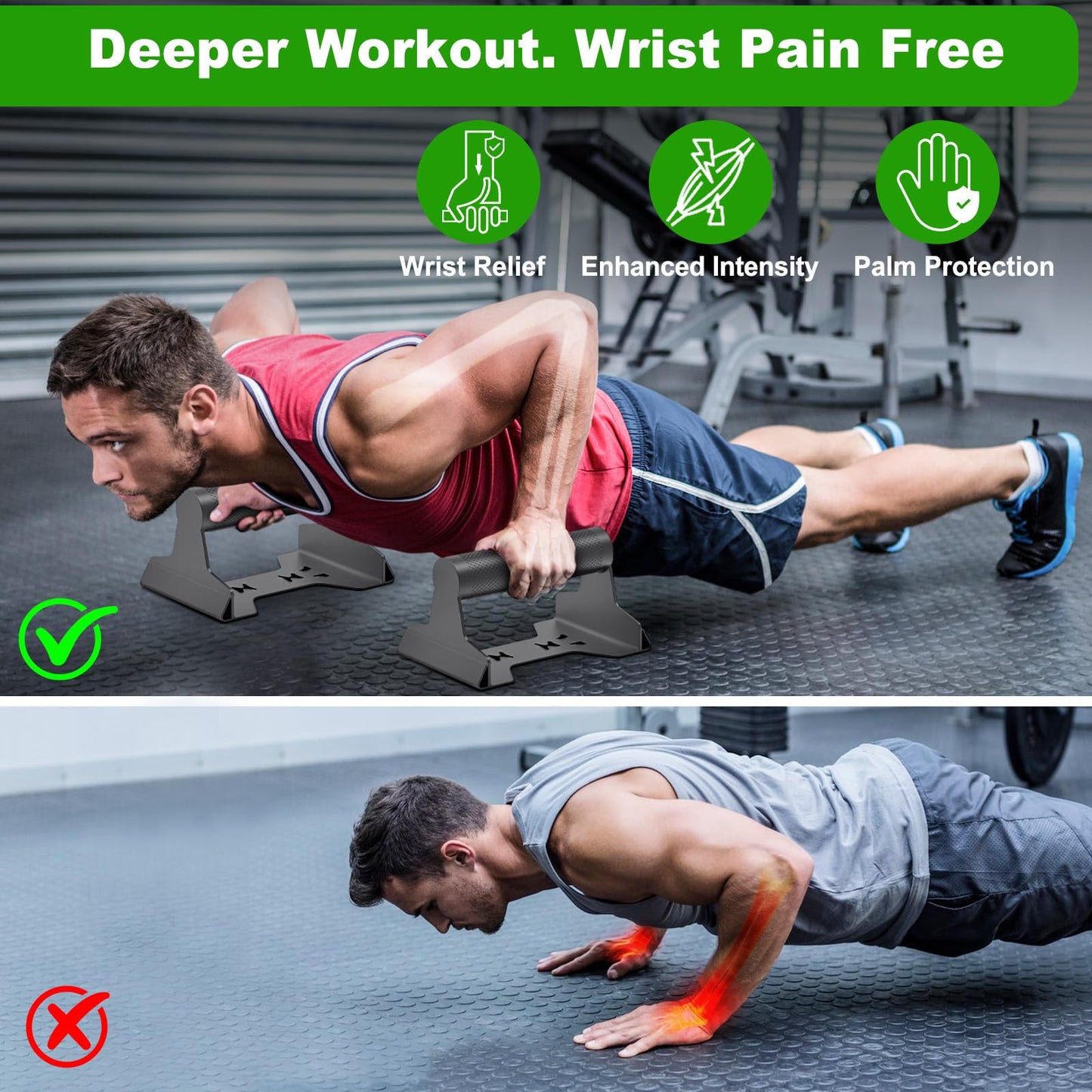 SELEWARE Push Up Bars, Heavy Duty Steel Push Up Stands with Non-Slip Knurled Handles & Lion Base, 600LB Capacity Parallettes Bars for Floor Workouts, Calisthenics, Strength Training, Handstand