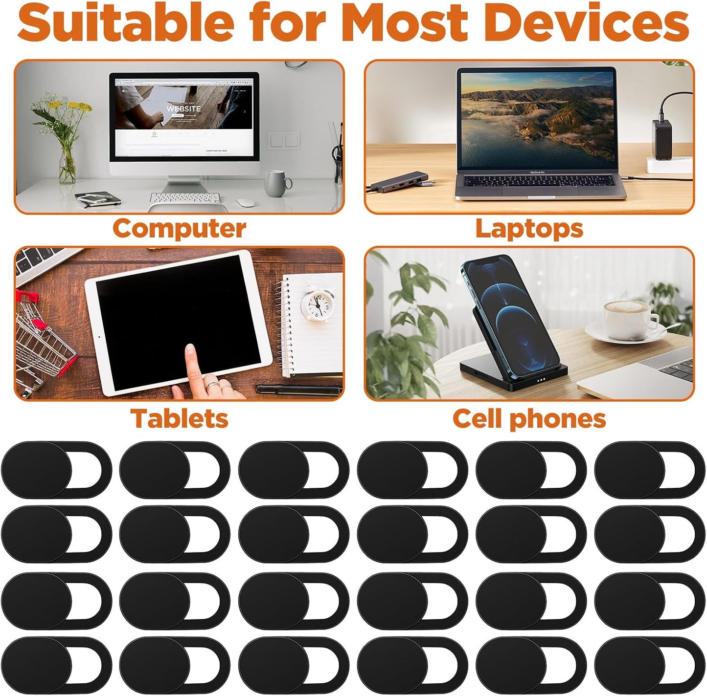FNANJWQ 64Pcs Webcam Cover, Ultra Thin Laptop Camera Cover Slide for Laptop/Cell Phone/PC/Tablet PC Accessories Camera
