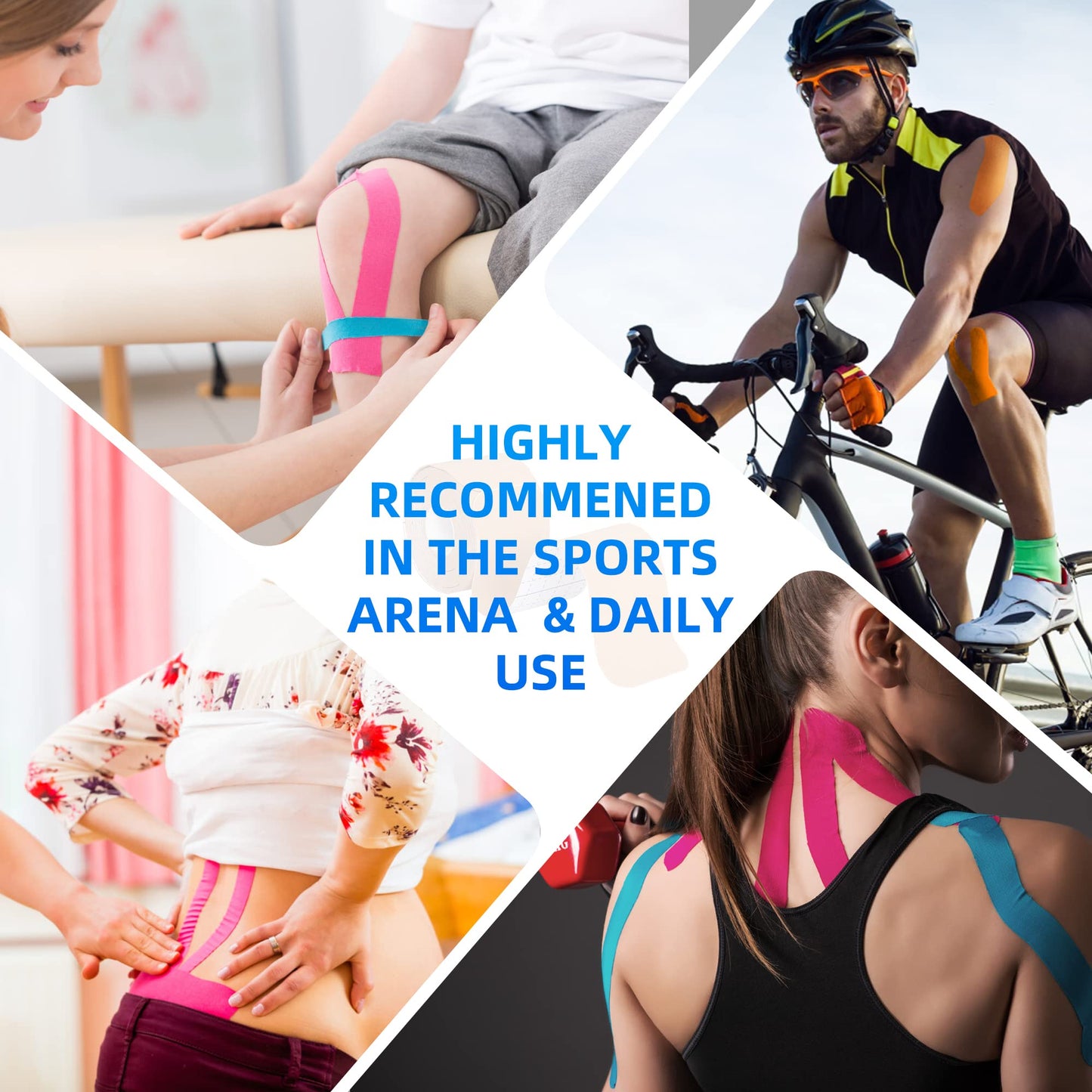 PHYTOP Kinesiology Tape - 80 Precut Strips (10" x 2") | Hypoallergenic, Latex-Free | Mixed Colors Athletic Tape for Muscle & Joint Support, Sports & Physical Therapy