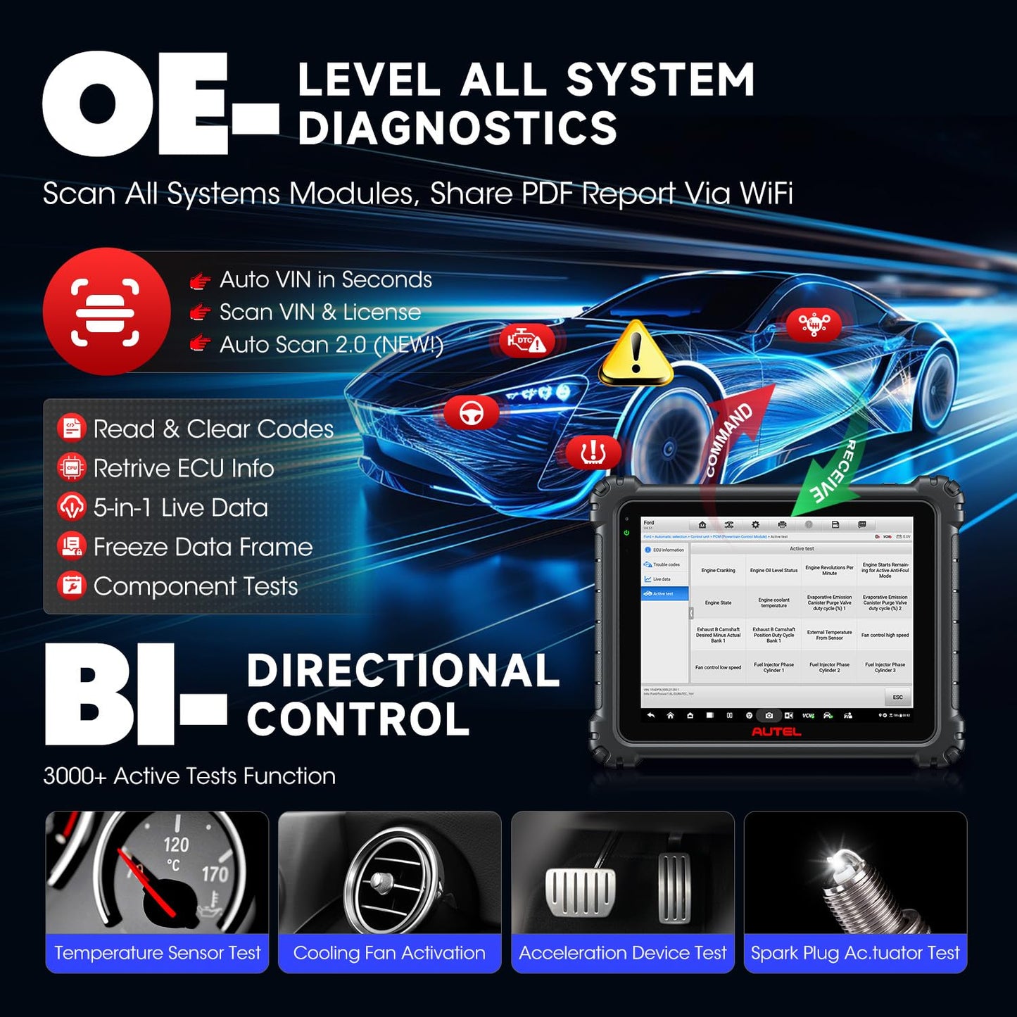 Autel MaxiSYS Ultra EV Intelligent Scanner, 2026 EV Ver of Ultra S2, High-Voltage System & Battery Pack Analyze, $1000 EVDiag KIT, 5IN1 VCMI, 2.0 Topology, 3K+ Bidirectional, 40+ Reset, Motor Truspeed