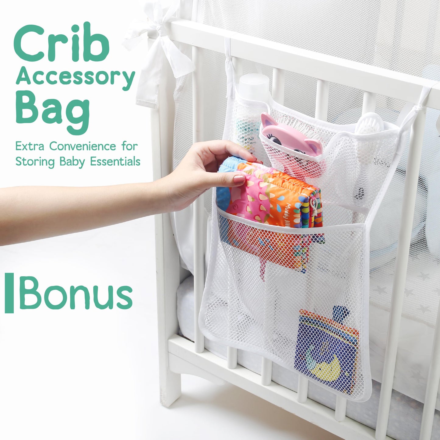 Baby Crib Tent to Keep Baby from Climbing Out – Breathable Cotton Mesh – Locking Zippers – Pop-Up Crib Canopy Net – Safe Anti-Climb Crib Cover – Izybu Crib Tent – Fits Standard 52” Cribs