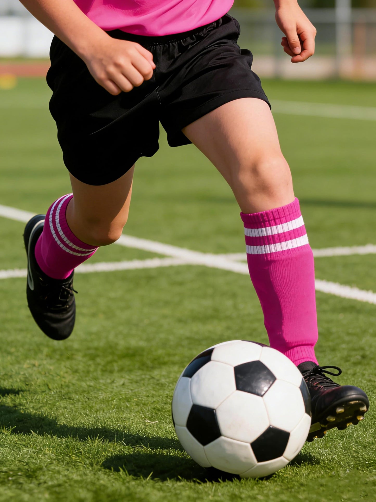 Gnodio Kids Soccer Shin Guards and Socks Youth Soccer Shin Pads Protective Defender Gear for 3-12 Years Old Toddler Children Teen Boys Girls Hot Pink S