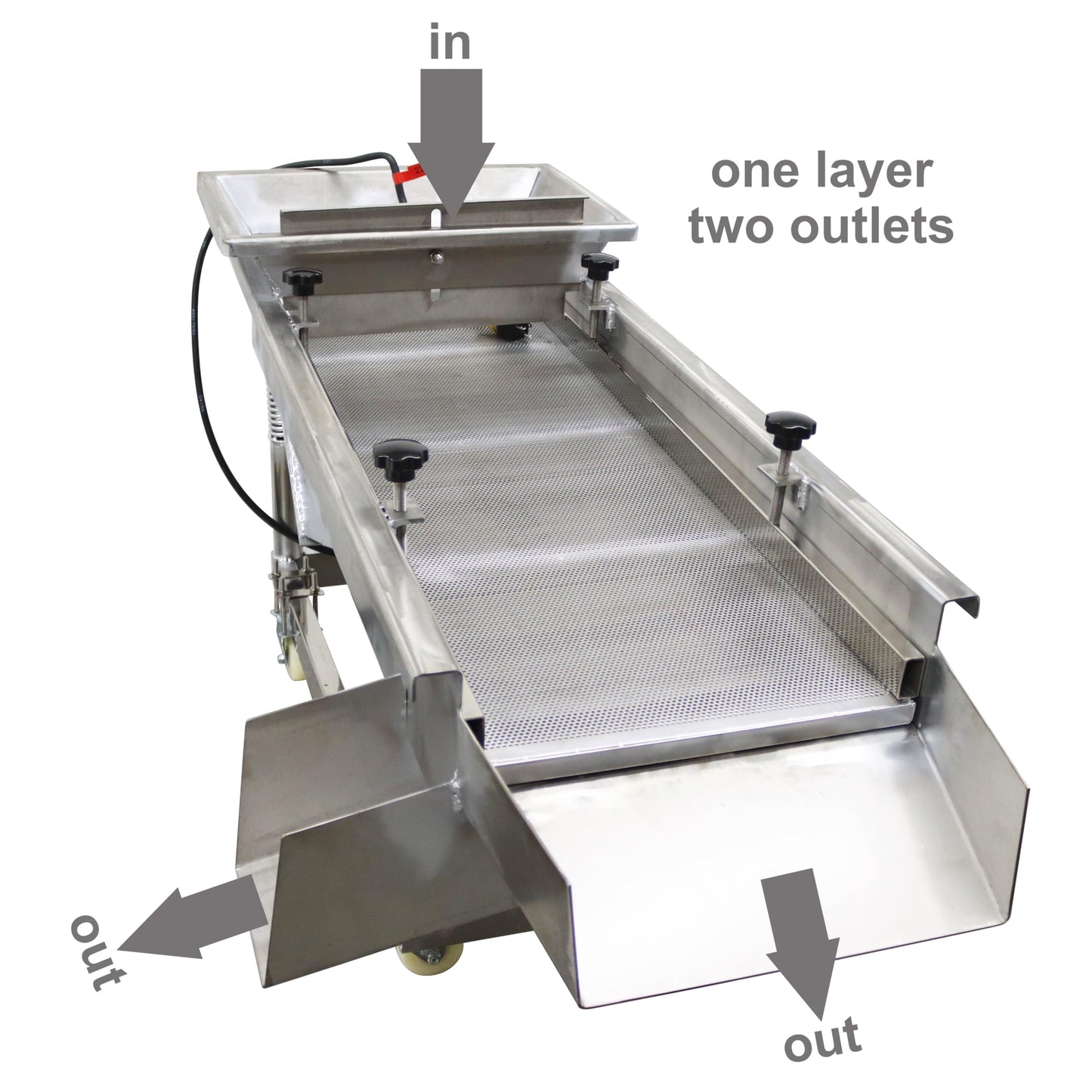 TECHTONGDA Straight Vibrating Sieve Screen Shaker Electric Linear Sifter Machine Stainless Steel One Layer One Motor 3m Screen Size 16×47inch 220V