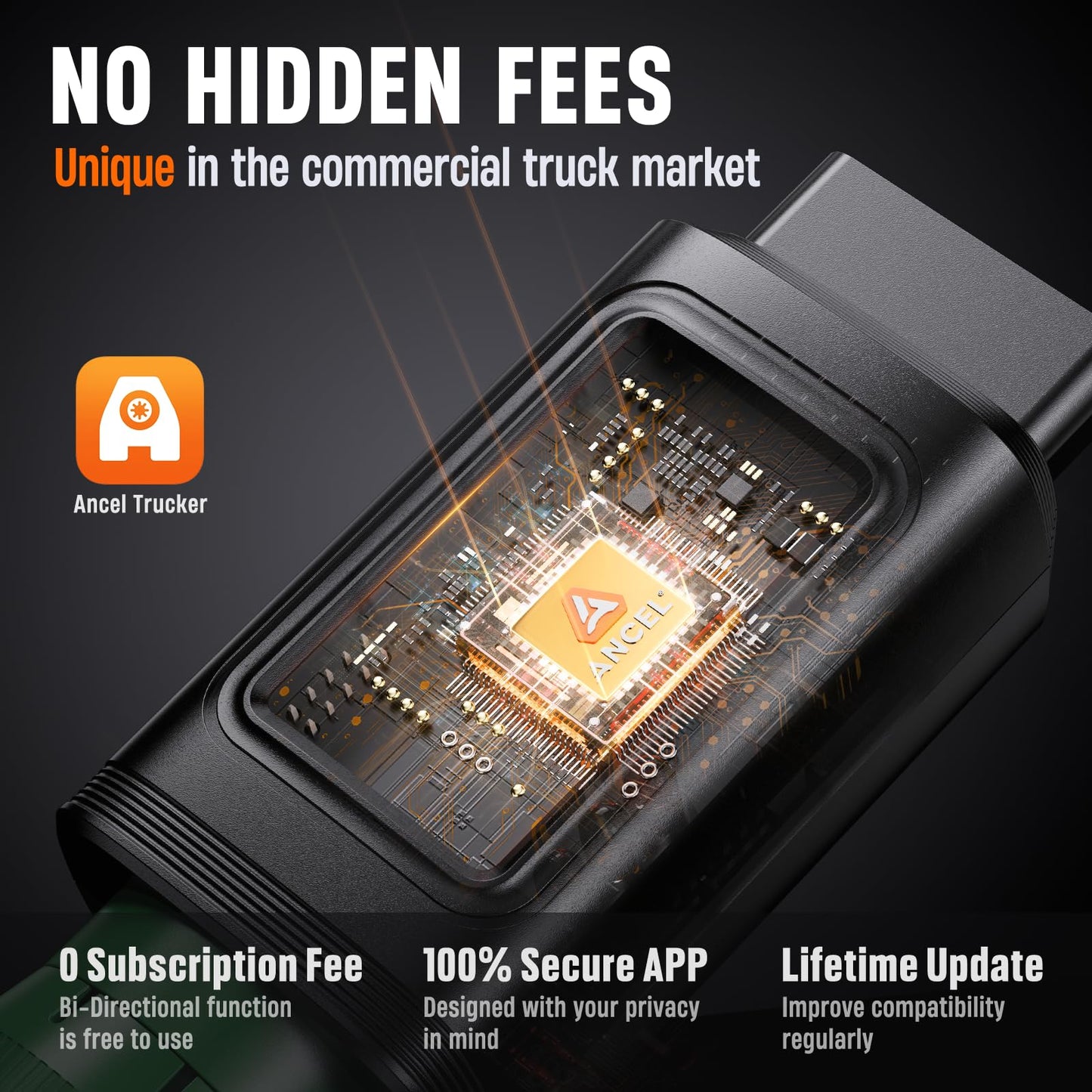 ANCEL HD100 Heavy Duty Truck Scanner with DPF Regen for Cummins & CAT Engines, Bluetooth Diesel Diagnostic Tool with All-System Scan, HDOBD & OBD2 Code Reader for Semi Trucks, Lifetime Free Updates
