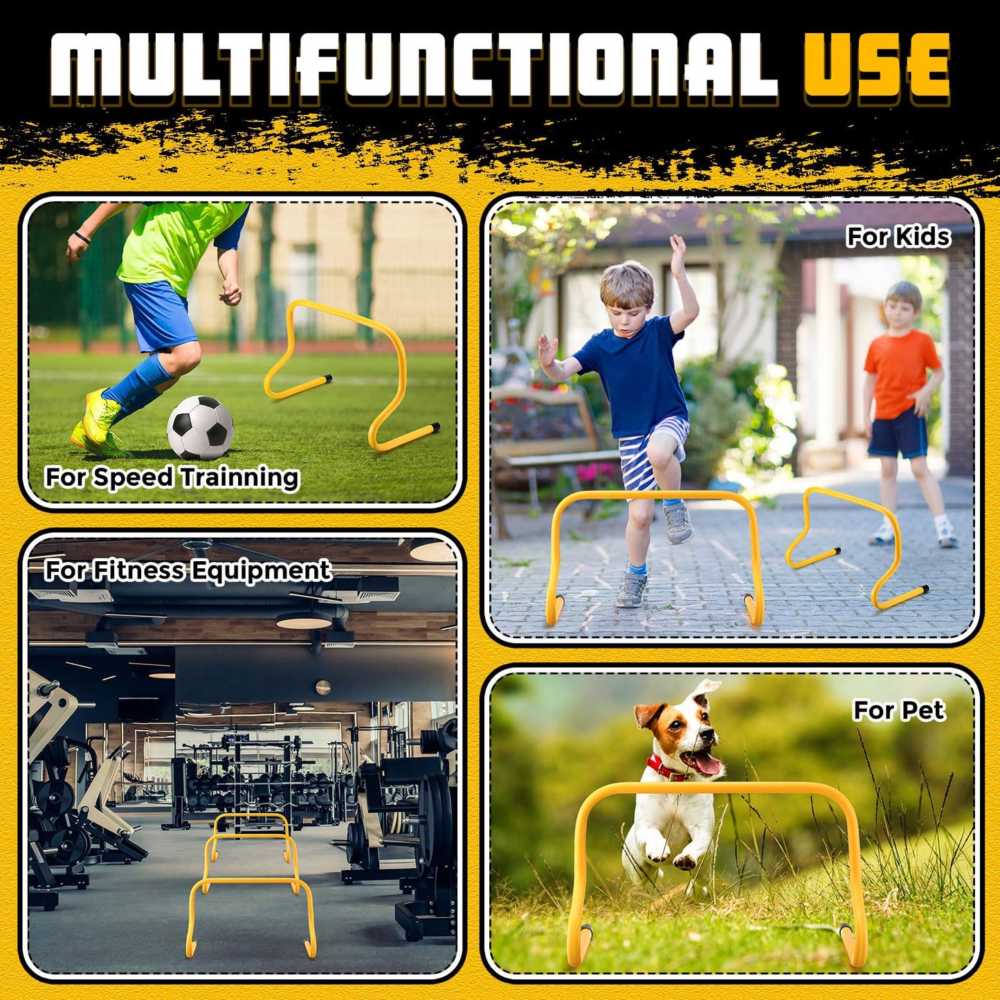 Gemscream 12 Pcs 12 Inch Agility Hurdles Training Equipment Agility Hurdles and Marker Cone Set Disc Cones Speed and Training Obstacle for Athletes Sports Soccer Football Tennis Basketball(Yellow)