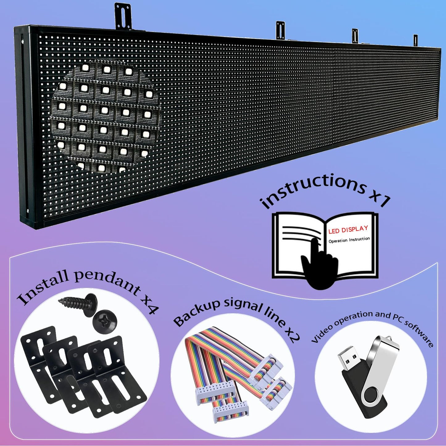 P10 Scrolling Programmable Led Sign For Business Custom Banner Advertising Outdoor Open Digital Led Display Screen Message Board Wifi Control High Brightness Neon Sign 77"X14"