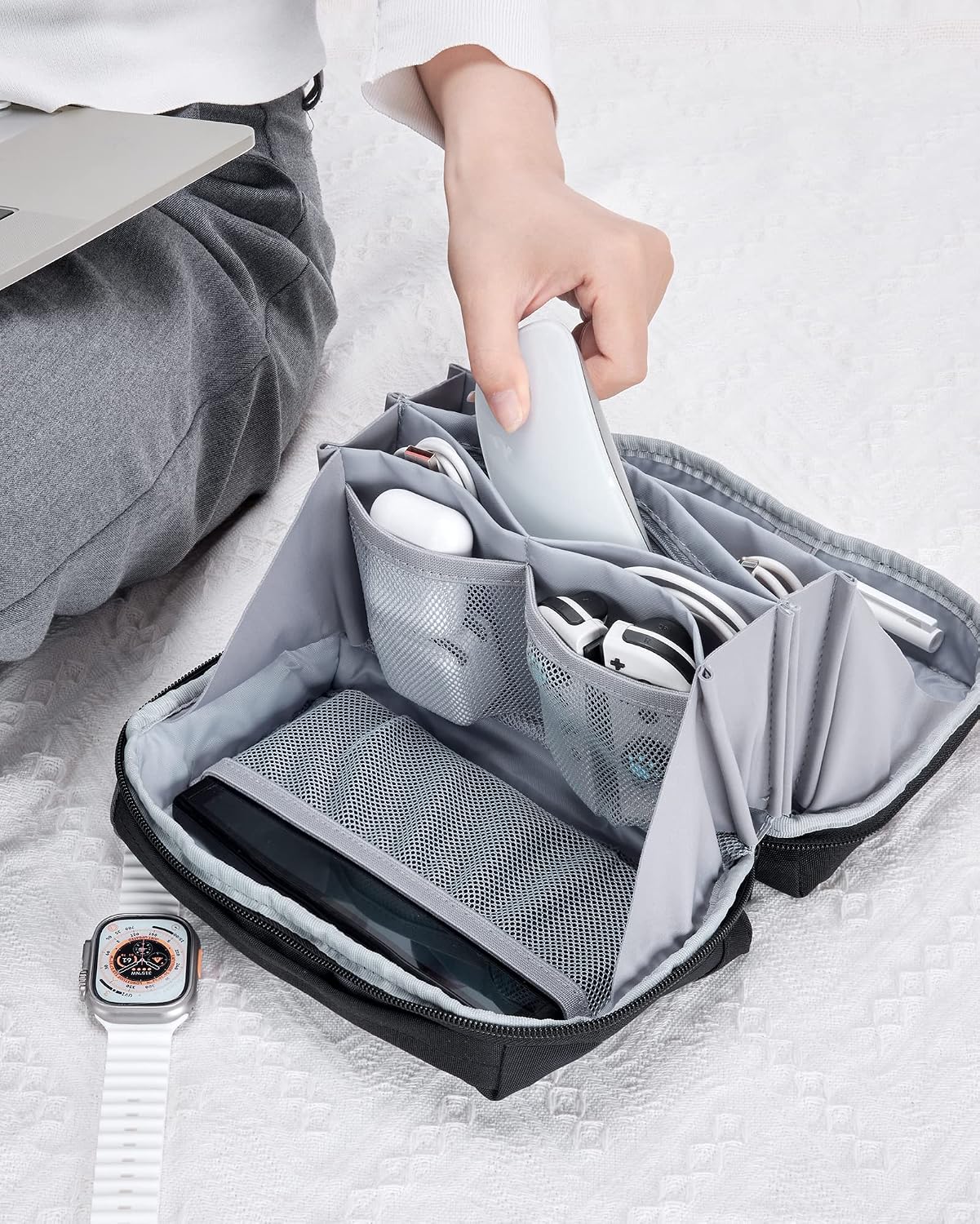 BAGSMART Electronics Organizer Pouch, Travel Tech Organizer Bag for Travel Essentials, Cord Organizer Bag as Travel