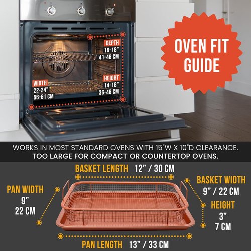 Chef Pomodoro Air Fryer Tray - Copper Crisper Tray & Baking Pan Set for Oven | 2-Piece Rectangle