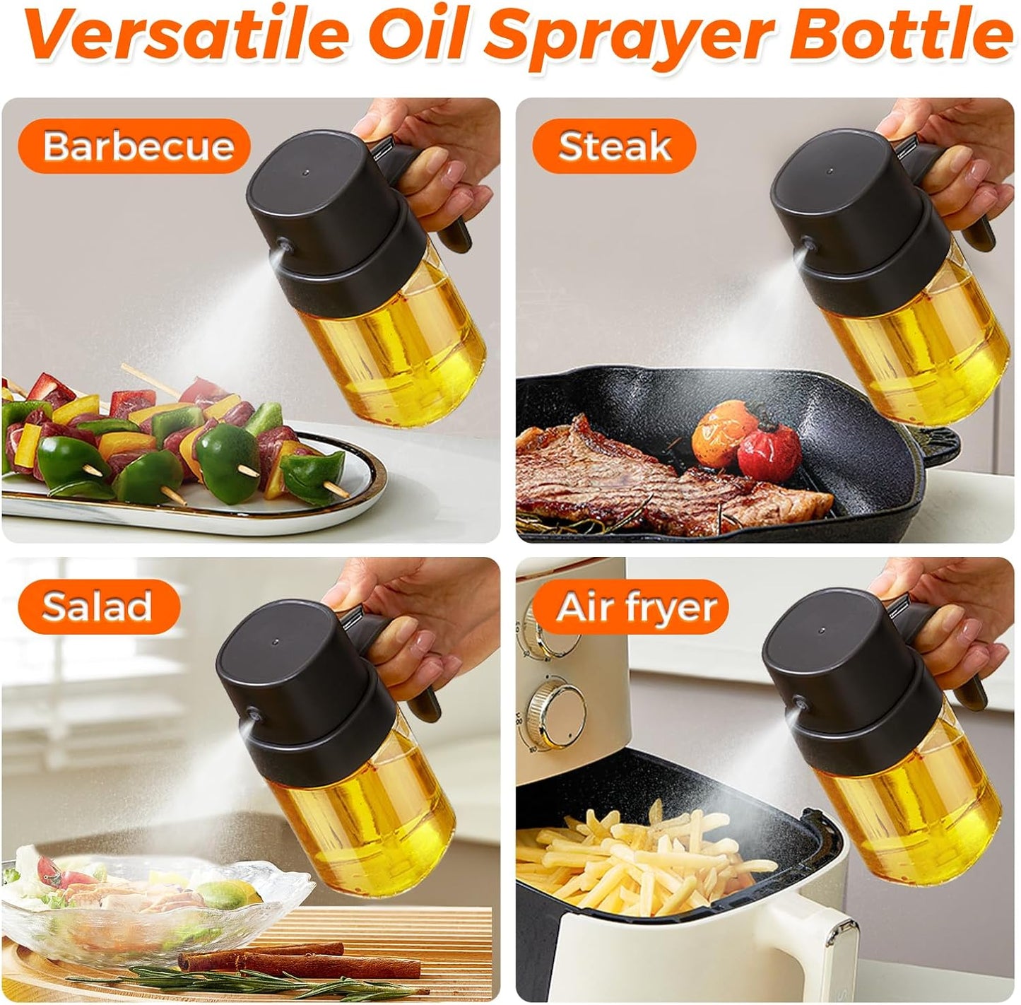 YARRAMATE Mini Oil Sprayer - 6.8 OZ Premium Food-Grade Olive Oil Spray Bottle for Cooking | Portable Kitchen Mister (Black)