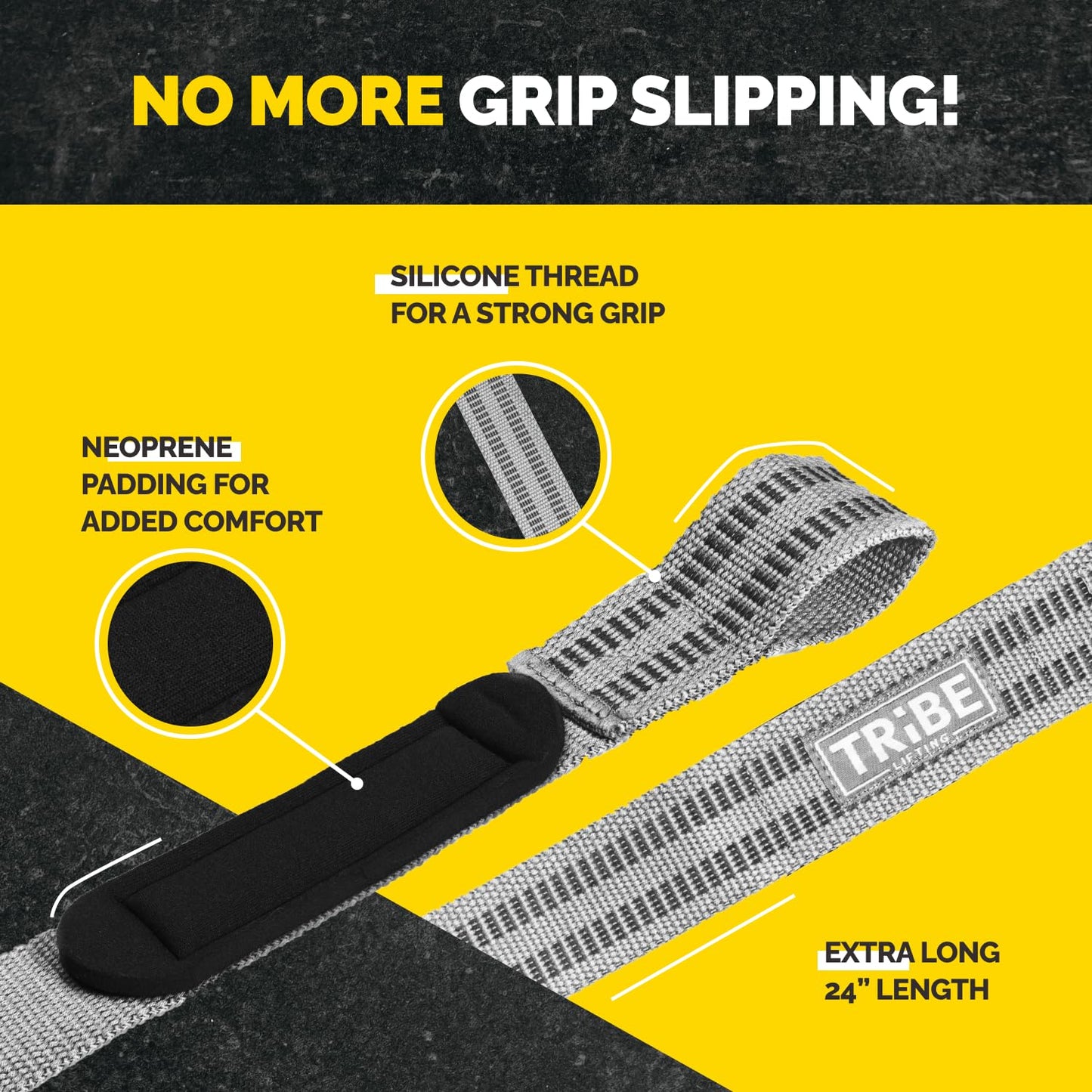 Tribe Lifting Wrist Wraps and Lifting Straps for Weightlifting - Heavy Duty Wrist Straps for Weightlifting Men - Gym Wrist Wraps for Bench Press, Deadlift Straps for Weight Lifting Accessories