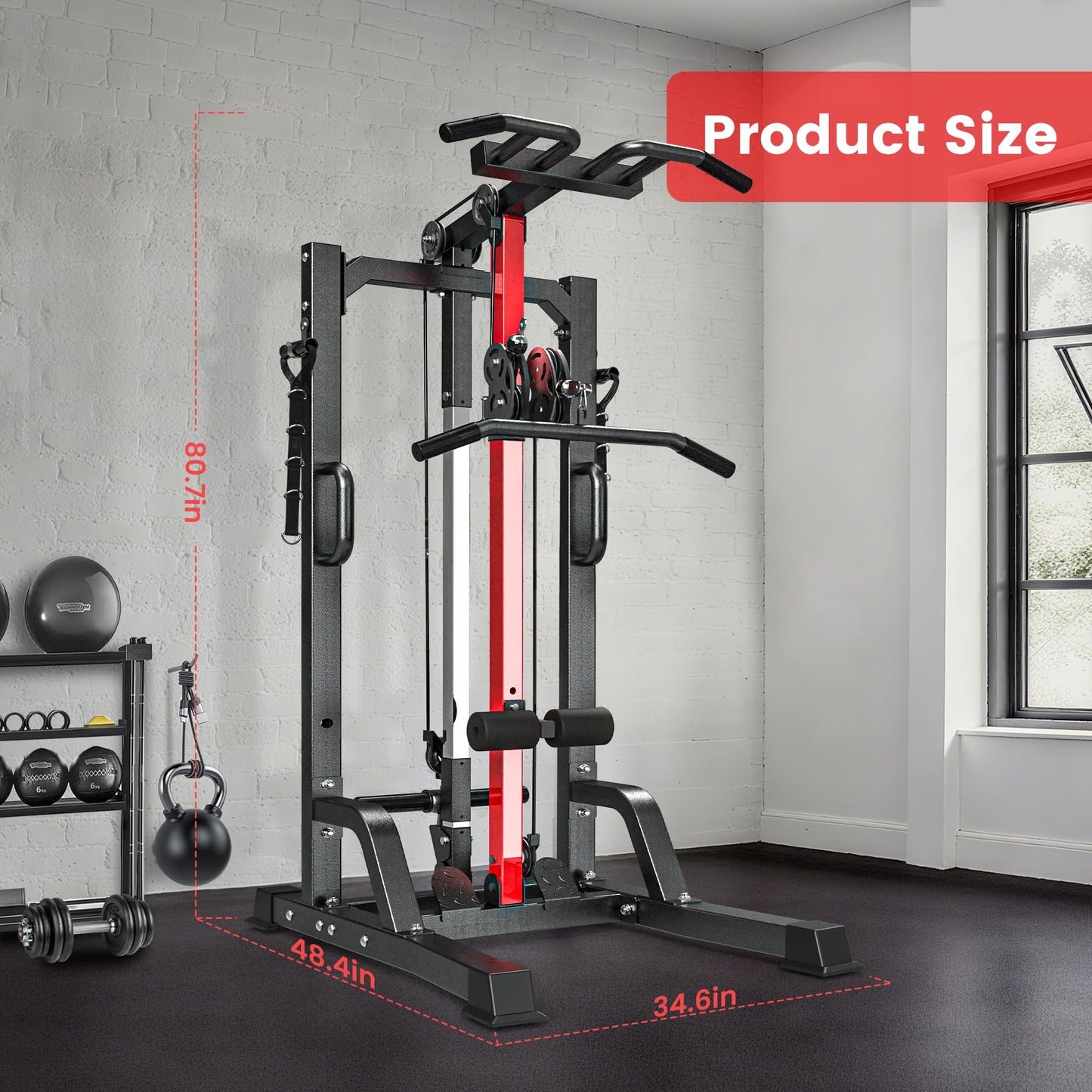 Pull Up Bar Power Tower Dip Station,Cable Machine,Multi-Function Adjustable Height Fitness Strength Training Equipment for Home Gym Strength Training Equipment,Capacity 500LBS