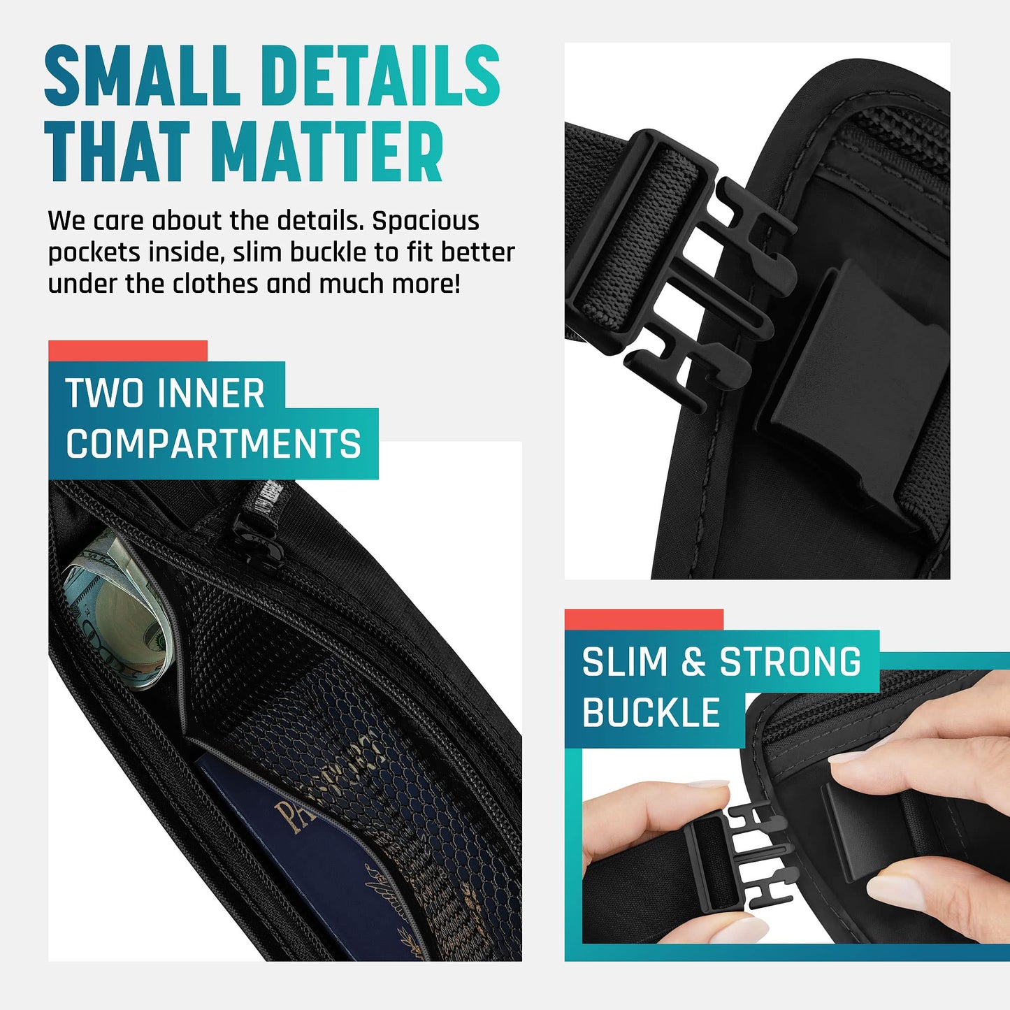 Alpha Keeper Money Belt for Travel Hidden RFID Blocking Passport Holder