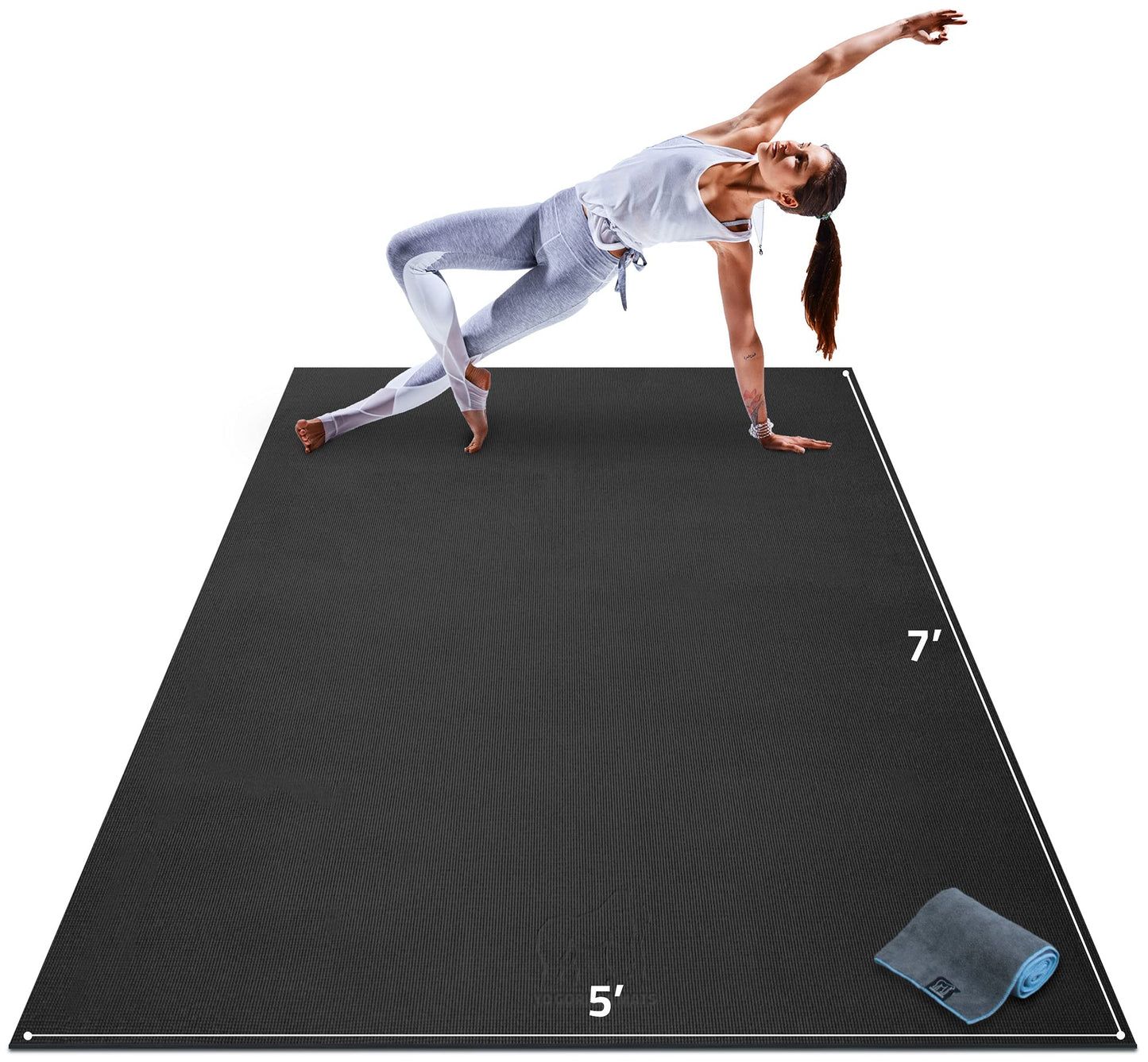 Gorilla Mats Large Yoga Mat – 7' x 5' x 8mm Extra Thick & Wide, Non-Slip Exercise Mat for Home Gym Flooring – Ultra Comfortable Workout Floor Mat for Barefoot Fitness, Anti-Fatigue & Stretching
