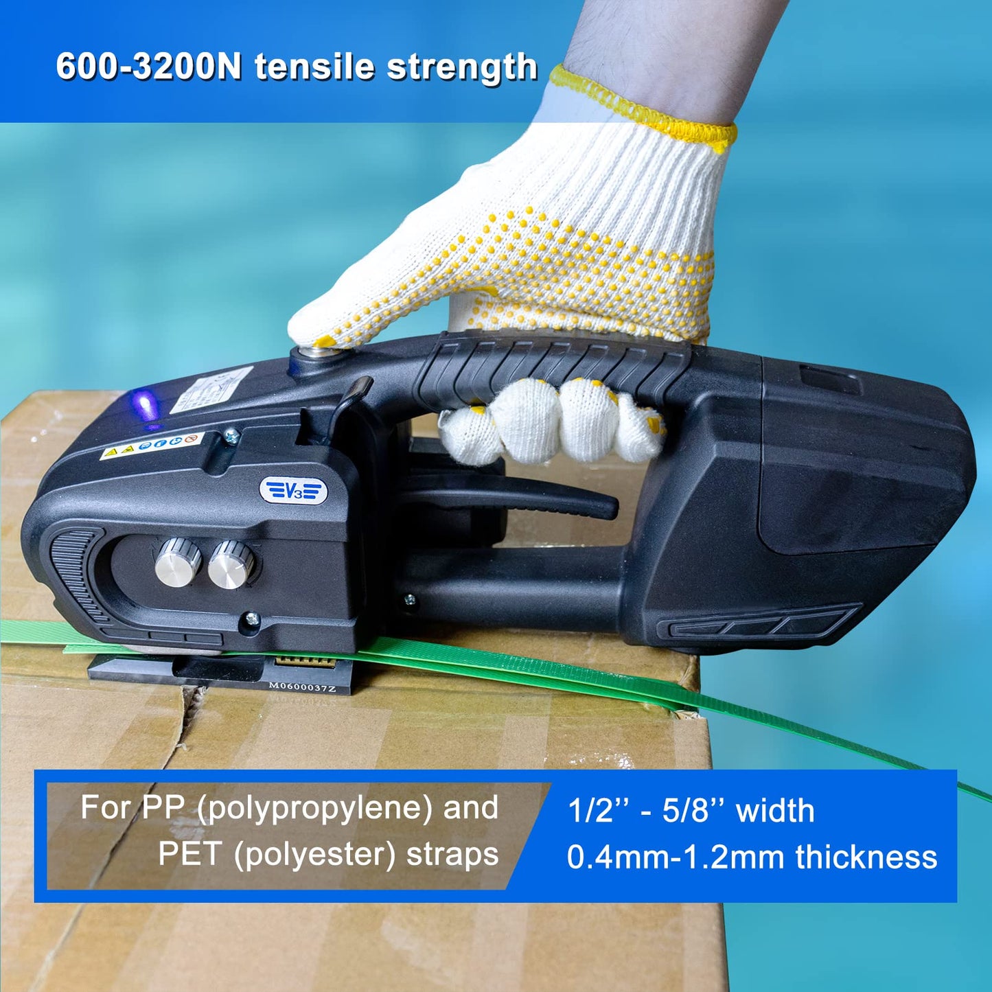 CAPTOK Electric Strapping Machine 2 * 4000mAh Battery Automatic Hot Melting Banding Tools for 1/2 to 5/8inch PP/PET Bander Packaging Tensioner