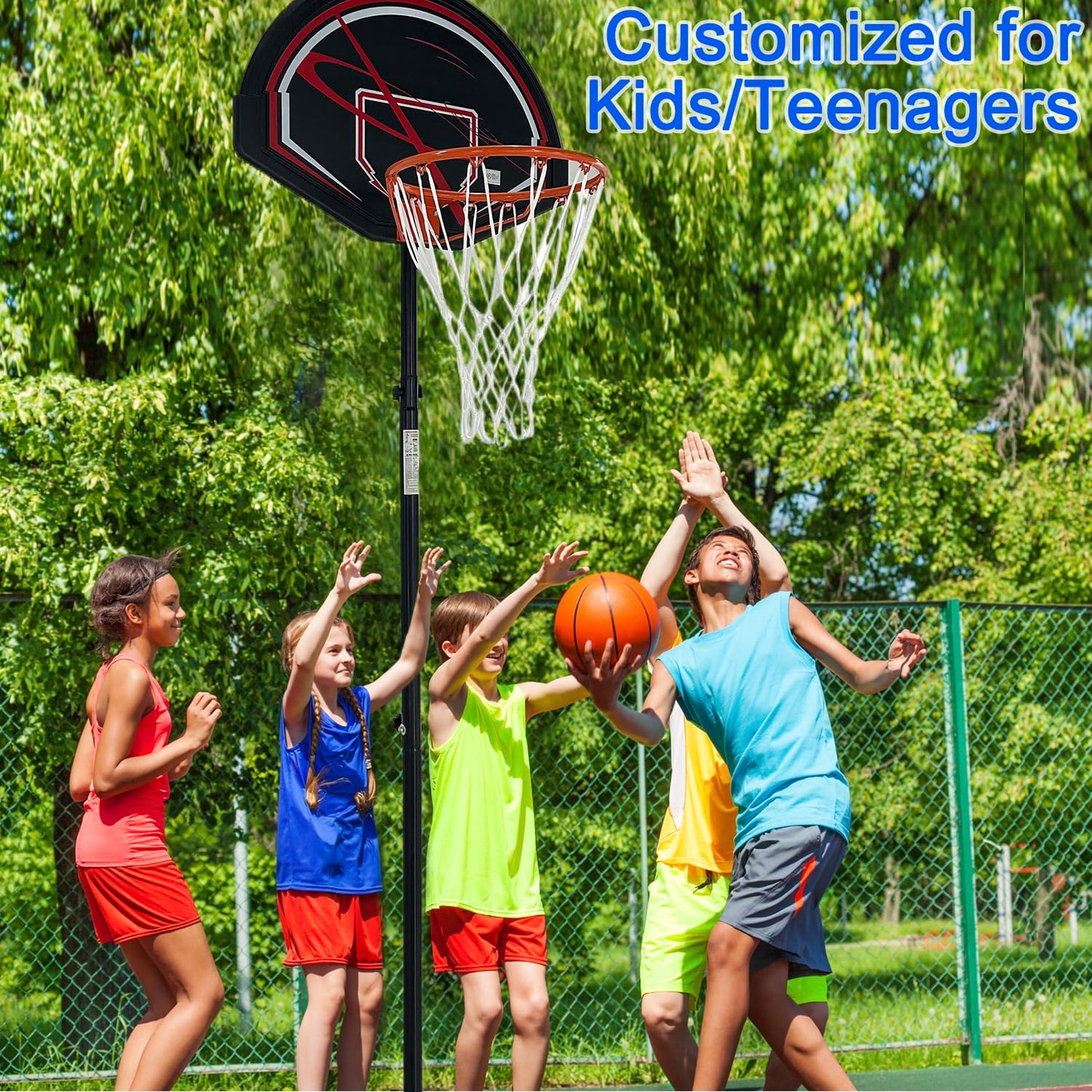 Portable Height-Adjustable Basketball Hoop System, Outdoor/Indoor Use for Backyard, Driveway, Court