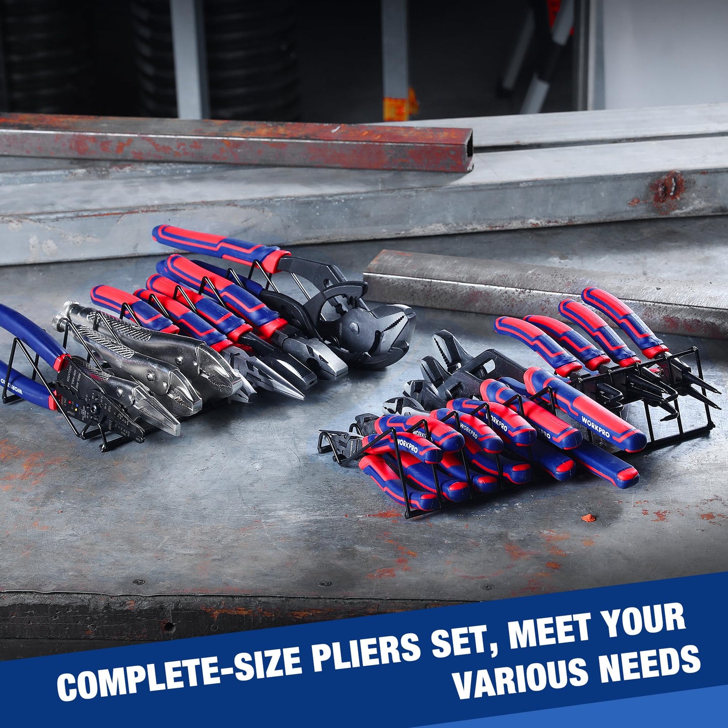 WORKPRO Pliers Set, 20-Piece Complete Pliers Set with 2-pack Organizer Rack, Channel Locks Plier and Vise Grip Plier Assortment for Home, Garage, Mechanics & DIY Projects