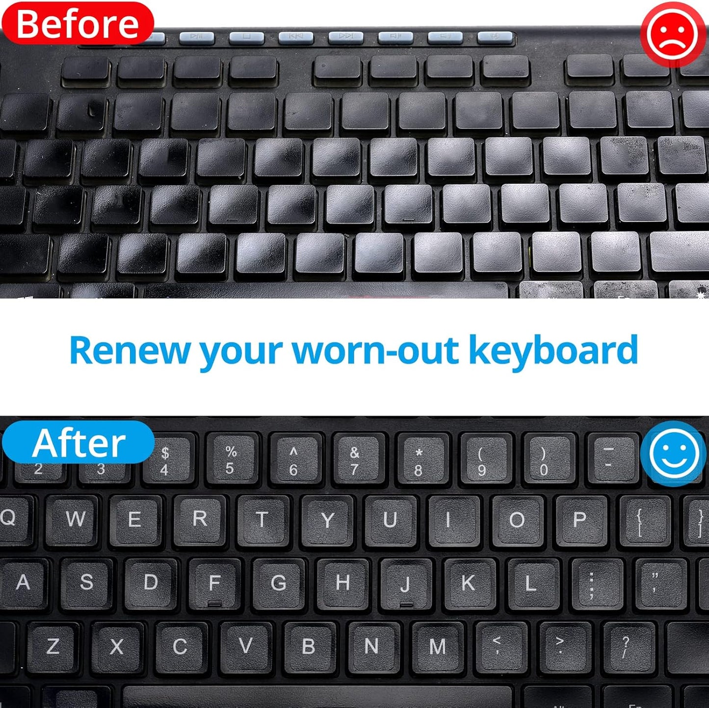 Softamm Stickers,[5 1] English Keyboard in Replacement English Keyboard Letters Sticker with White Font on Black