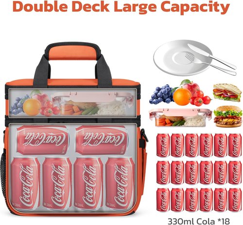 Maelstrom Insulated Lunch Box - 20L Expandable Cooler Bag with 6 Pockets | Leakproof Tote for Work & Travel - Orange