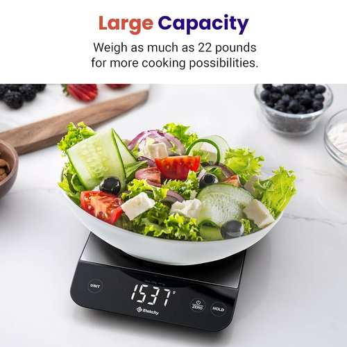 Etekcity Digital Kitchen Scale - Precise Grams & Oz Measurements | USB Rechargeable, Waterproof, 22lb Capacity, Silver