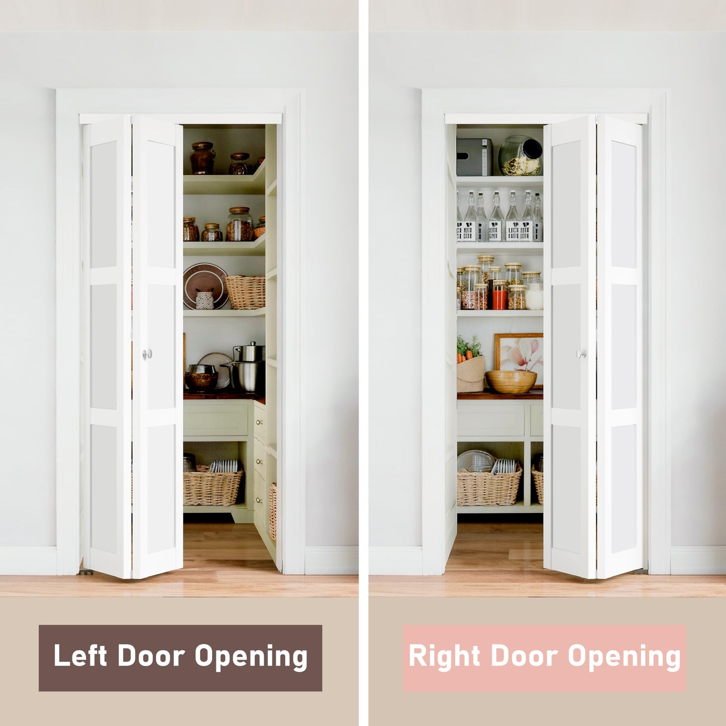 ARKHJEM Bifold Doors for 30" x 80" Opening, 3-lite Panel White Primed Folding Door for Pantry, Closet & Laundry, Easy Assembly, MDF, Hardware Kit Include