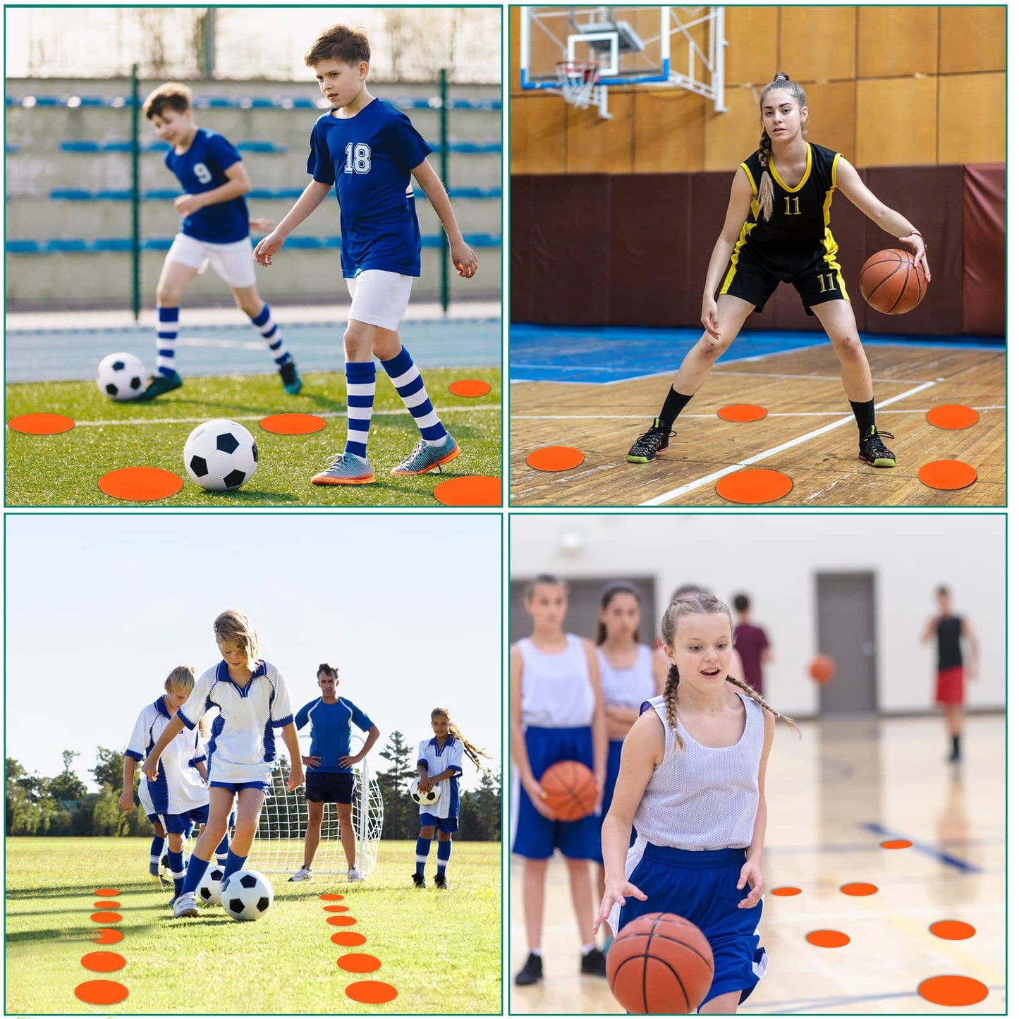 SIFENYU Spot Markers 9inch Rubber Agility Dots Flat Cones Non Slip Sports Dots Floor Spots Agility Markers for Kids Soccer Football Basketball Speed Agility Training (Orange, 12)