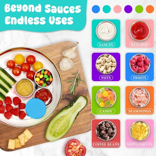 LIEMAND Salad Dressing Container - Leakproof Reusable Stainless Steel | 6x1.6 oz for Lunch, Travel & Meal Prep