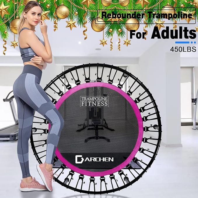 DARCHEN 450 lbs Mini Trampoline for Adults, Indoor Small Rebounder Exercise Trampoline for Workout Fitness for Quiet and Safely Cushioned Bounce, [40 Inch]