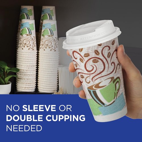 Dixie PerfecTouch 12 oz Paper Coffee Cups - Coffee Haze Design | 500 Count for Easy Serving