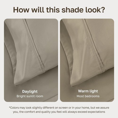 California Design Den Bed Sheets - 100% Cotton Full Size Set, Silky Smooth Sateen, Deep Pockets - Taupe