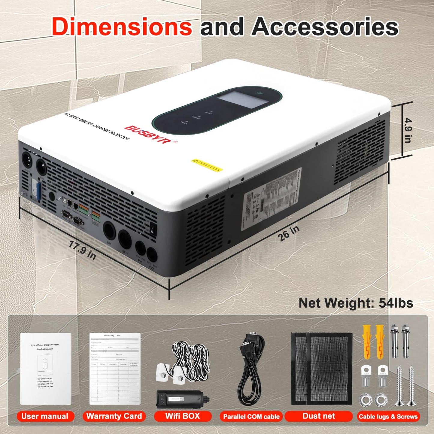 12KW Split Phase Hybrid Inverter 48V, 120/240V Pure Sine Wave Solar Inverter with 200A MPPT Charge Controller, Grid-Tie & Off-Grid for Whole Home Backup