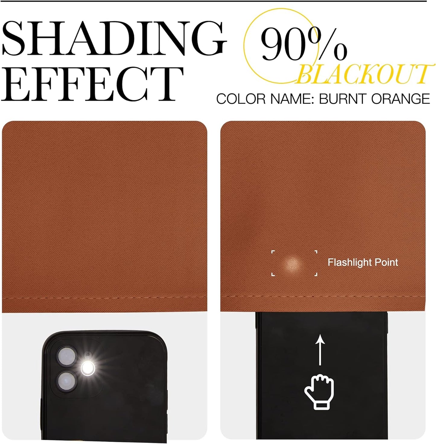 NICETOWN Room Darkening Drapes - Light Blocking Curtain Panels for Nursery | Soft Fabric, Burnt Orange, 42" x 95" (1 Pair)