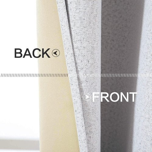 MIULEE Blackout Curtains - 100% Thermal Insulated Linen Texture Drapes | Grayish White, 52x120 Inch (2 Panels)