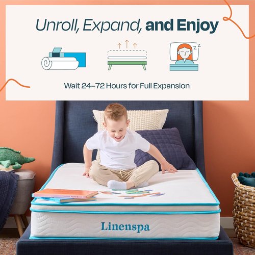Linenspa 8 Inch Memory Foam Hybrid Mattress - Medium Firm Comfort - Breathable & Cooling - Twin Size for Kids or Guest Room