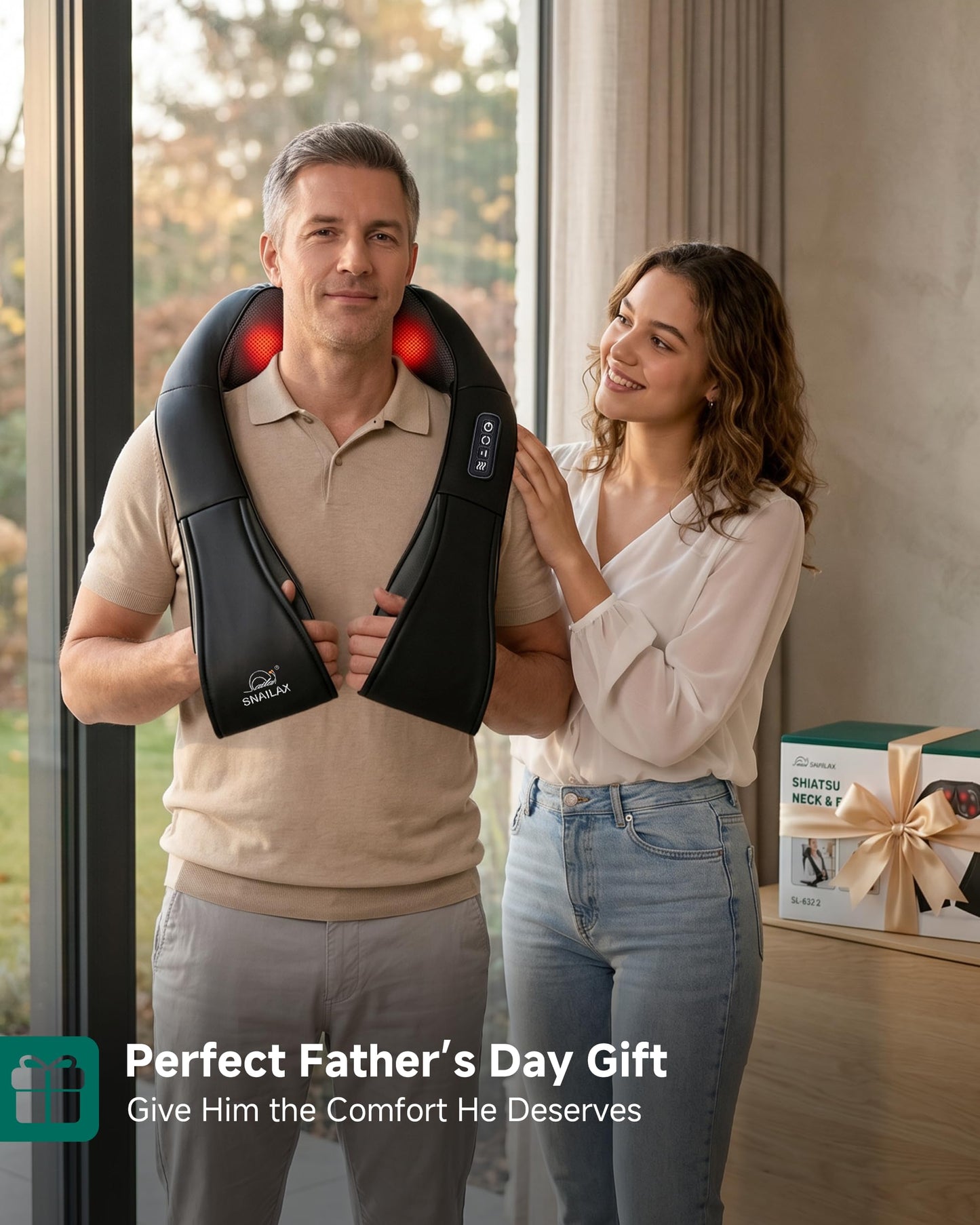 Snailax Cordless Massager - Shiatsu Neck and Shoulder Massager with Heat, FSA Eligible, Portable, Lumbar, Back Electric Massage Pillow, Gift for Woman, Mom, Dad