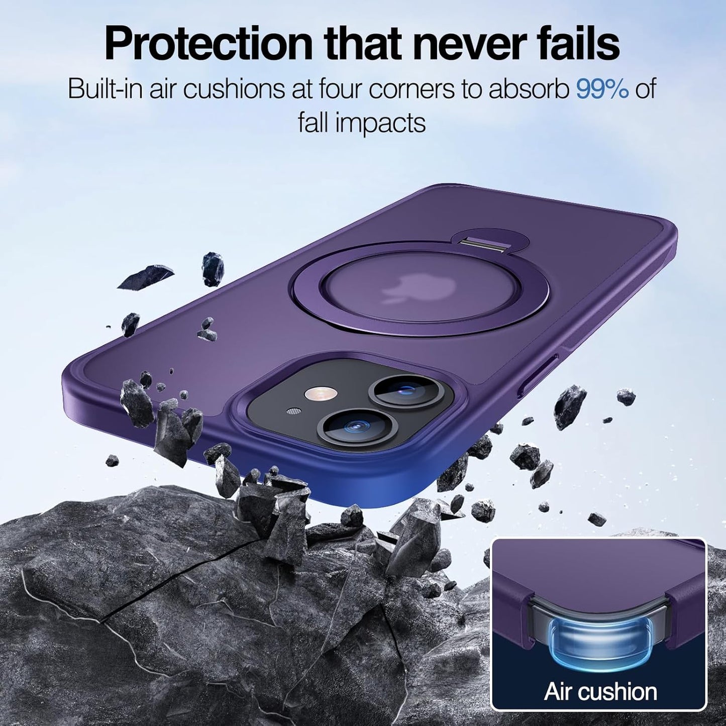 Anqrp 360 12/12 12/12 6.1", All-in-ONE Stand Case for iPhone Pro Case with Rotatable Magnetic Kickstand Ring Holder